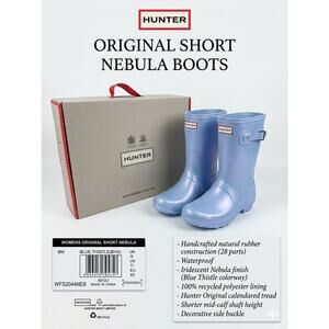 Hunter Women’s Original Short Nebula Rain Boots - Blue Thistle